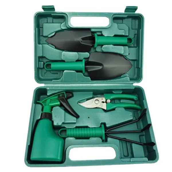 Kit de Jardinage 5 Pièces – Pelle, Râteau, Sécateur, Pulvérisateur – Outils Antirouille avec Poignées Confort - Image 3