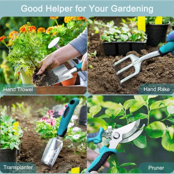 Kit de 7 Outils de Jardin + Gants et Sac – Alliage d’Aluminium Antirouille, Poignées Ergonomiques - Image 8