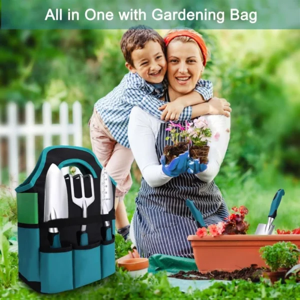 Kit de 7 Outils de Jardin + Gants et Sac – Alliage d’Aluminium Antirouille, Poignées Ergonomiques - Image 5