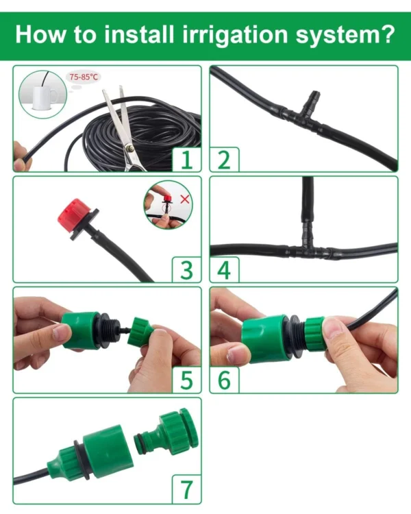 Kit d’irrigation goutte à goutte 82 ft – système d’arrosage de jardin, tuyau ¼″ avec buse atomisante - Image 2