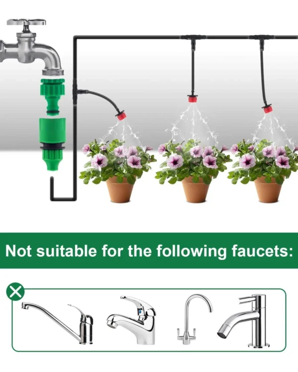 Kit d’irrigation goutte à goutte 82 ft – système d’arrosage de jardin, tuyau ¼″ avec buse atomisante - Image 3